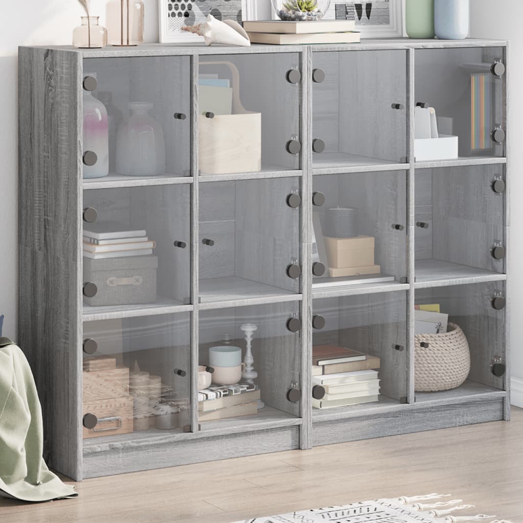 Bücherregal mit Türen Weiß 136x37x109 cm Holzwerkstoff