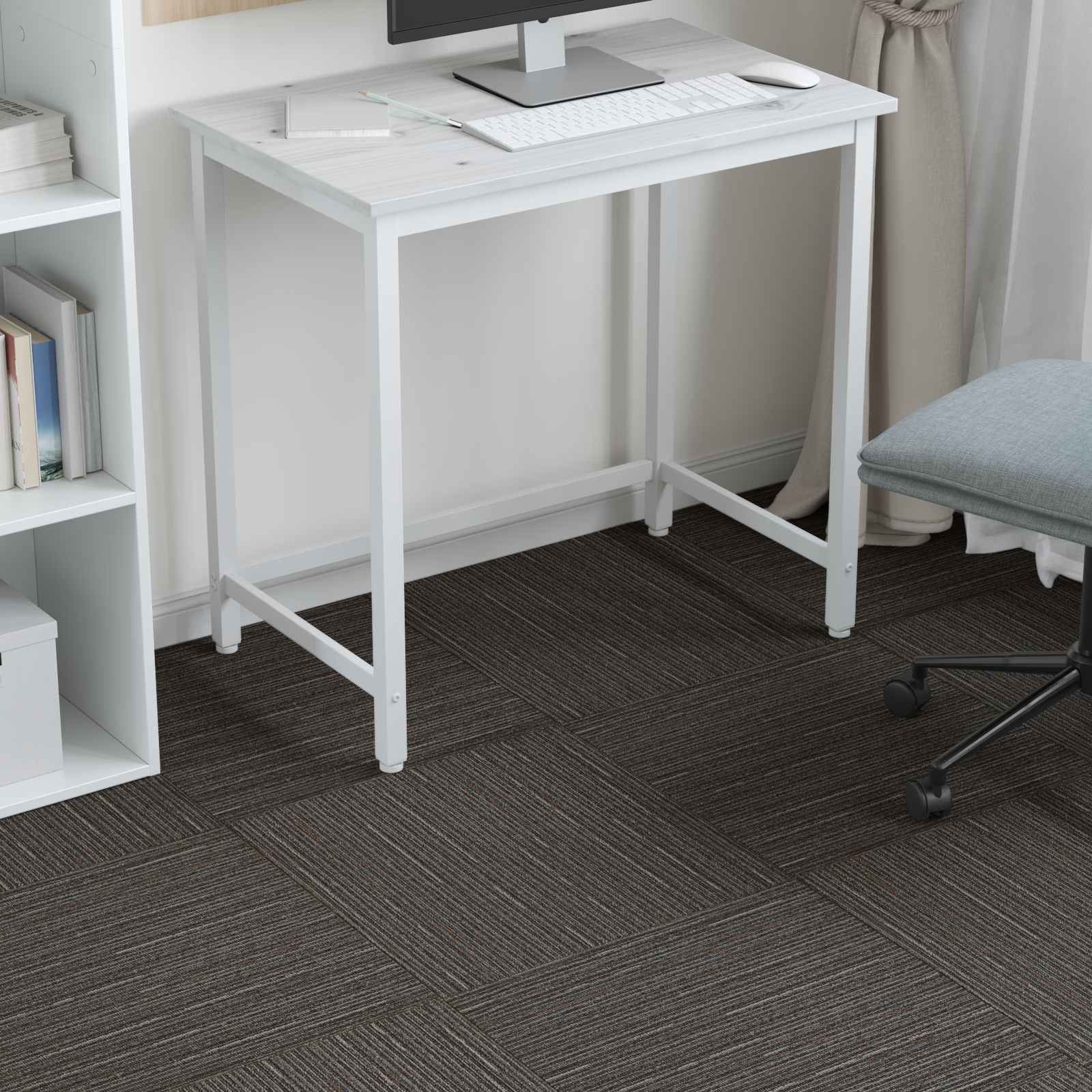 Teppichfliese Hellgrau mit Streifen 50 x 50 cm 4 pcs