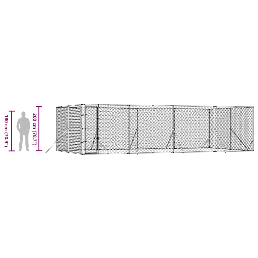 Outdoor-Hundezwinger Silbern 2x2x2 m Verzinkter Stahl