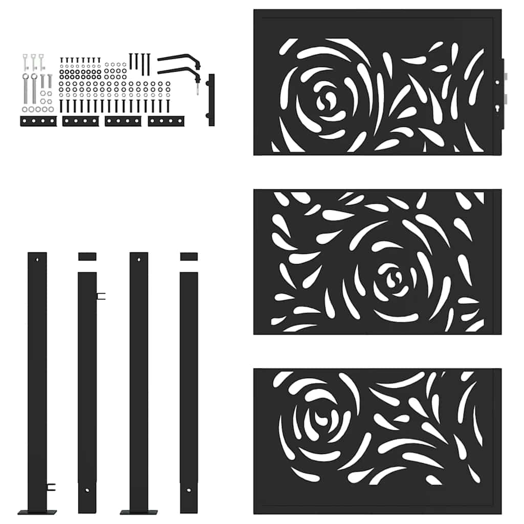 Gartentor Schwarz 100x100 cm Stahl Lichtdesign