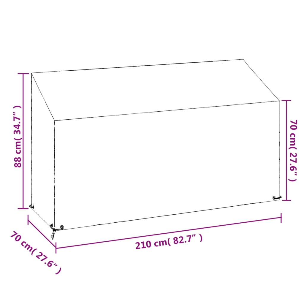 Abdeckungen für Gartenbank 2 Stk. 8 Ösen 130x70x70/88 cm