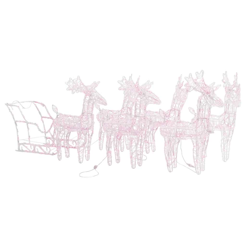 Rentiere & Schlitten Weihnachtsdekoration 160 LEDs 130 cm Acryl
