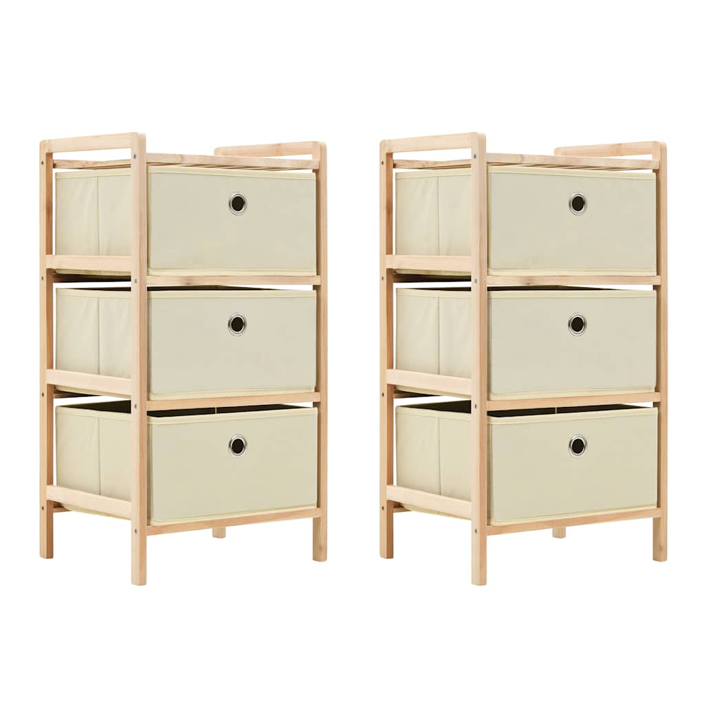 Korb-Kommode mit 3 Stoffkörben Zedernholz Beige