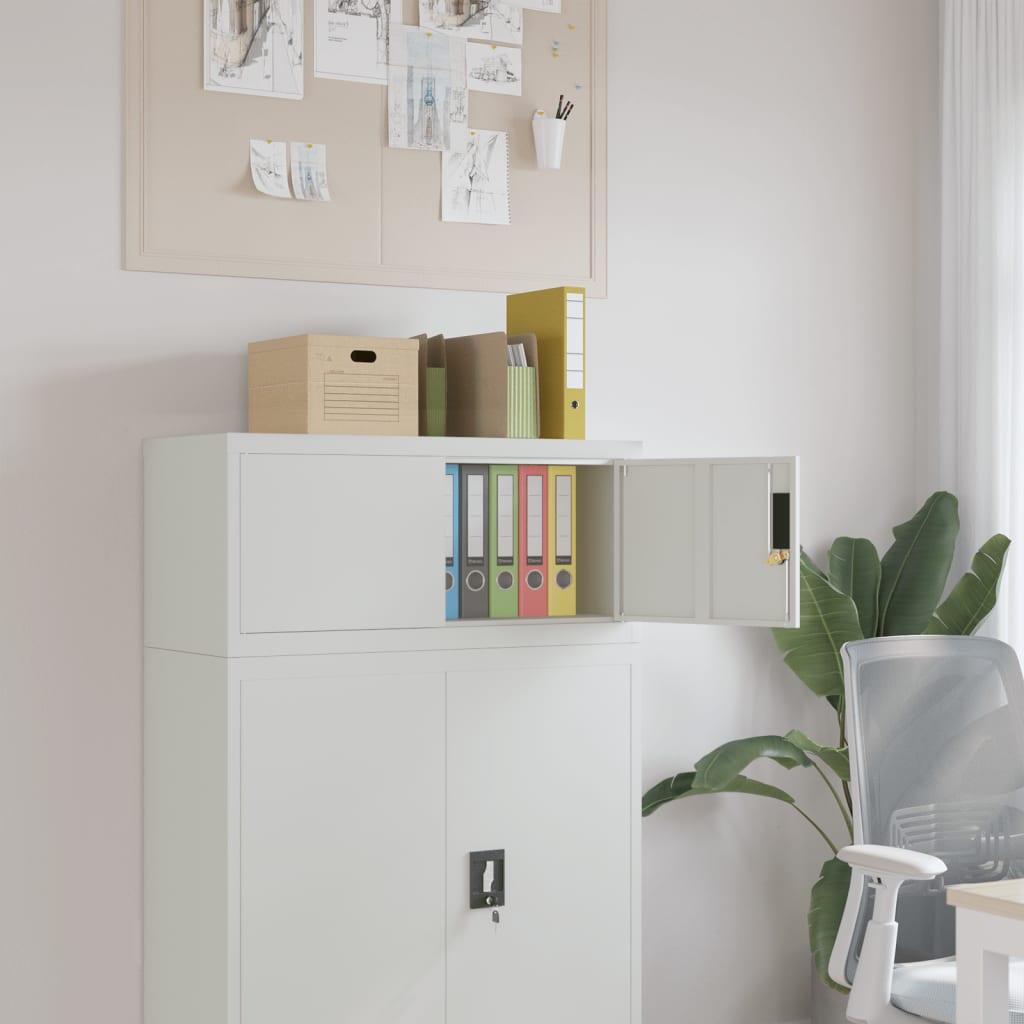 Aktenschrank mit 2 Türen Grau 90 cm Stahl