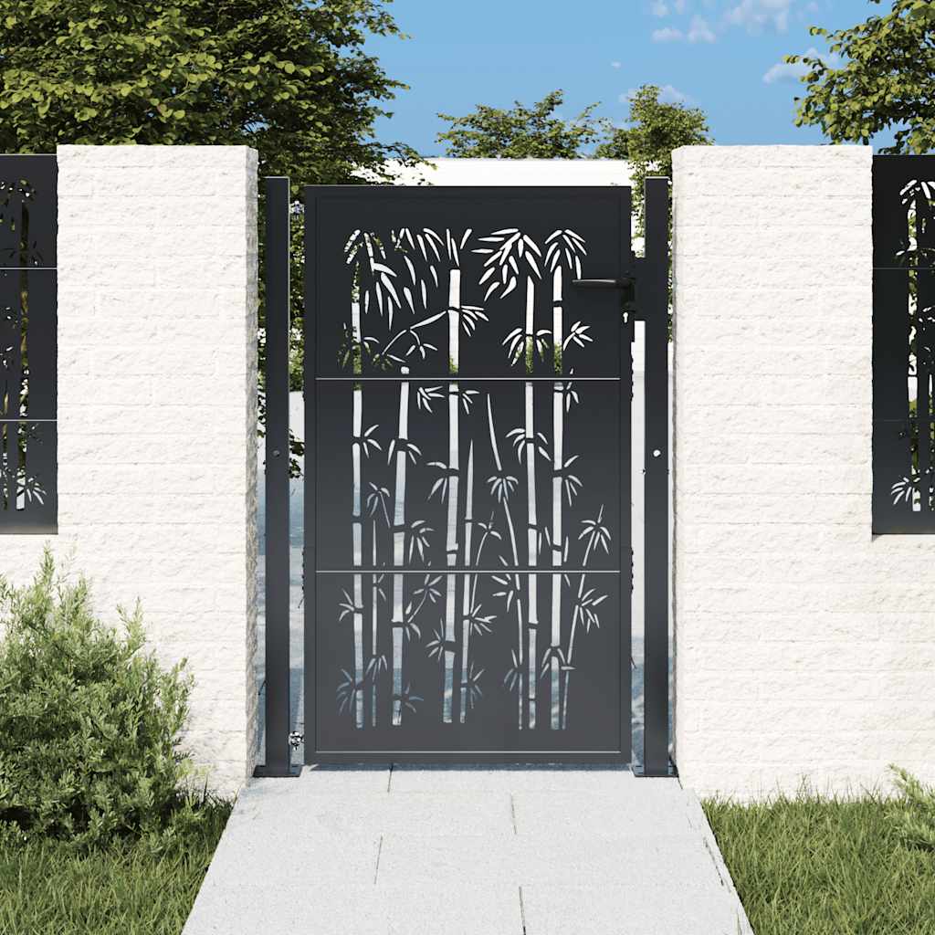 Gartentor Anthrazit 100x75 cm Stahl Bambus-Design