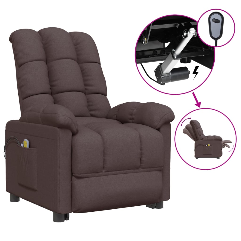 Massagesessel Elektrisch Dunkelgrau Stoff