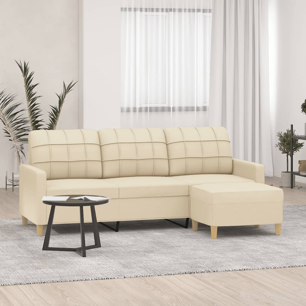 3-Sitzer-Sofa mit Hocker Taupe 180 cm Stoff
