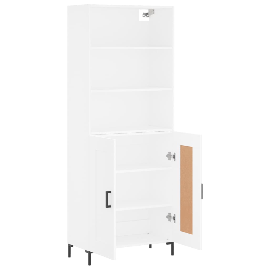 Highboard Hochglanz-Weiß 69,5x34x180 cm Holzwerkstoff