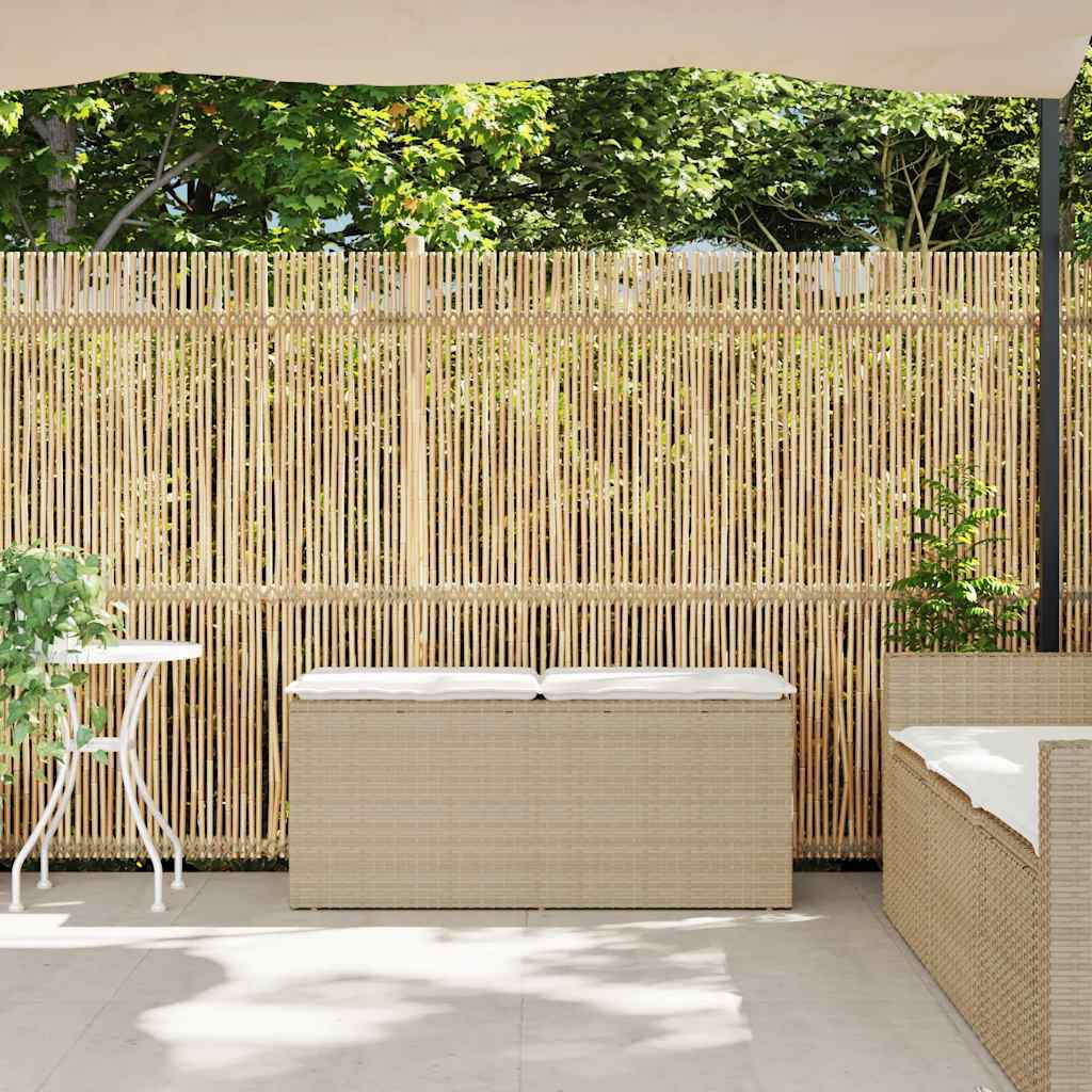 Gartenbank mit Kissen Schwarz 110x40x44 cm Poly Rattan
