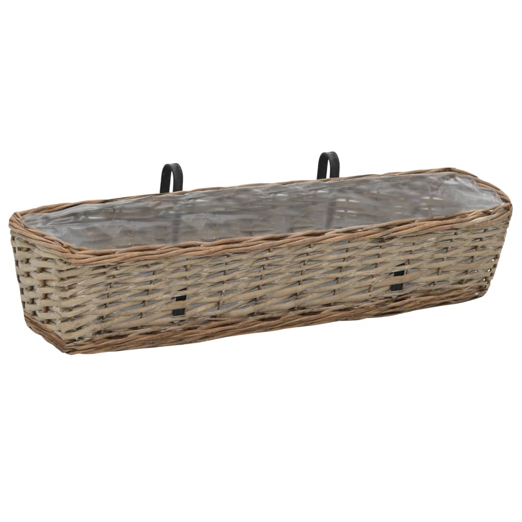 Balkon-Blumentöpfe 2 Stk. Weide mit PE-Auskleidung 40 cm