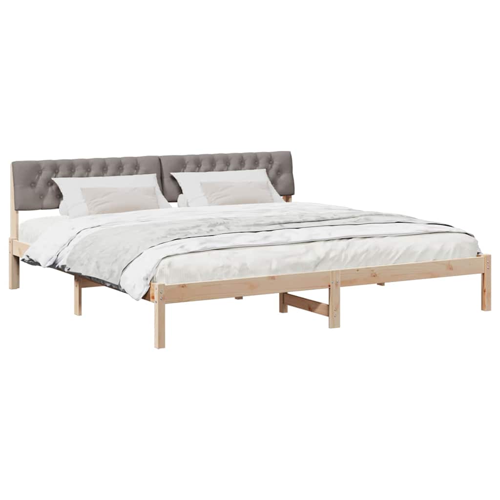 Bettgestell Braun und hellgrau 200 x 200 cm Massivholz Kiefer