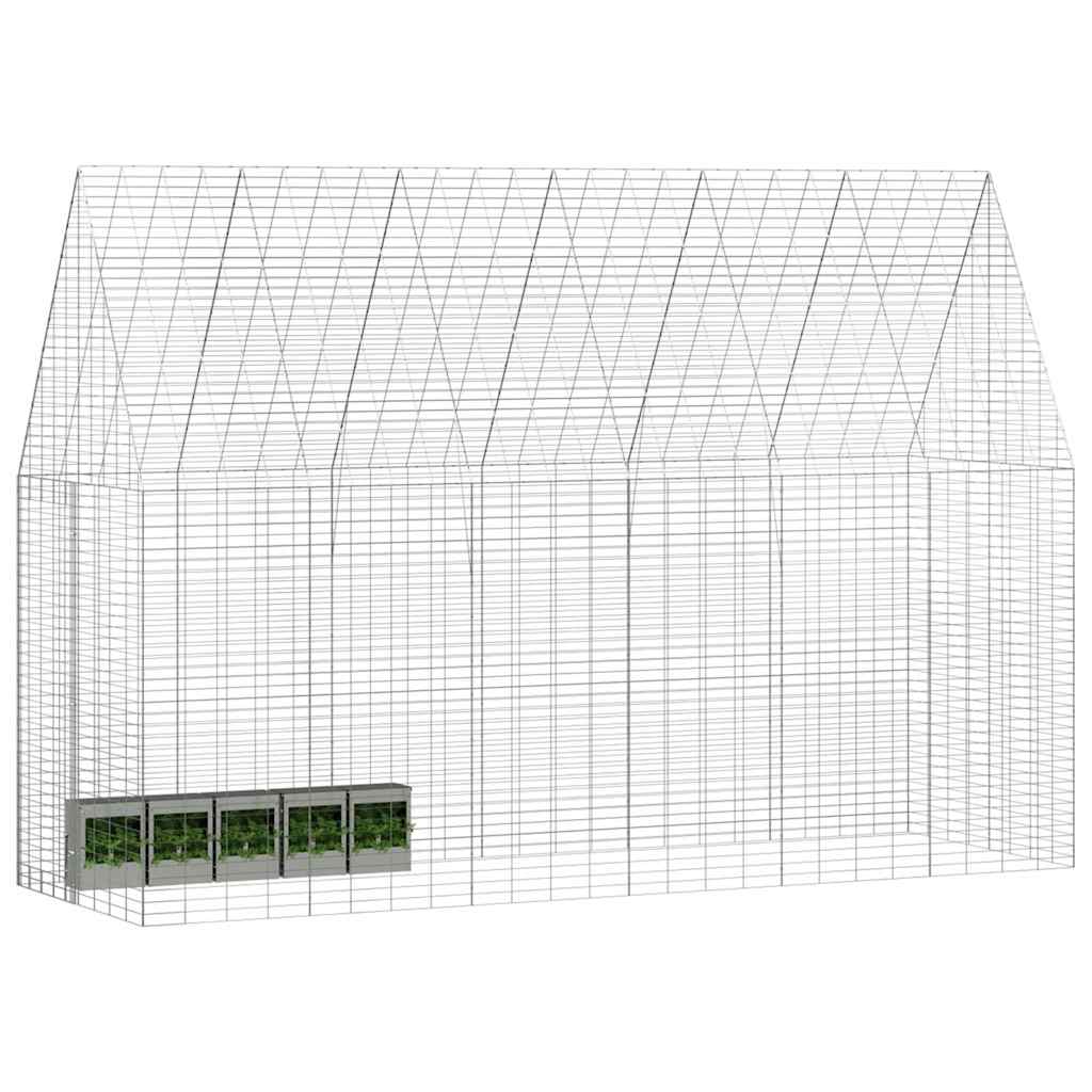 Hühnerkäfig 2 pcs Silber 600 x 100 x 210 cm Verzinkter Stahl