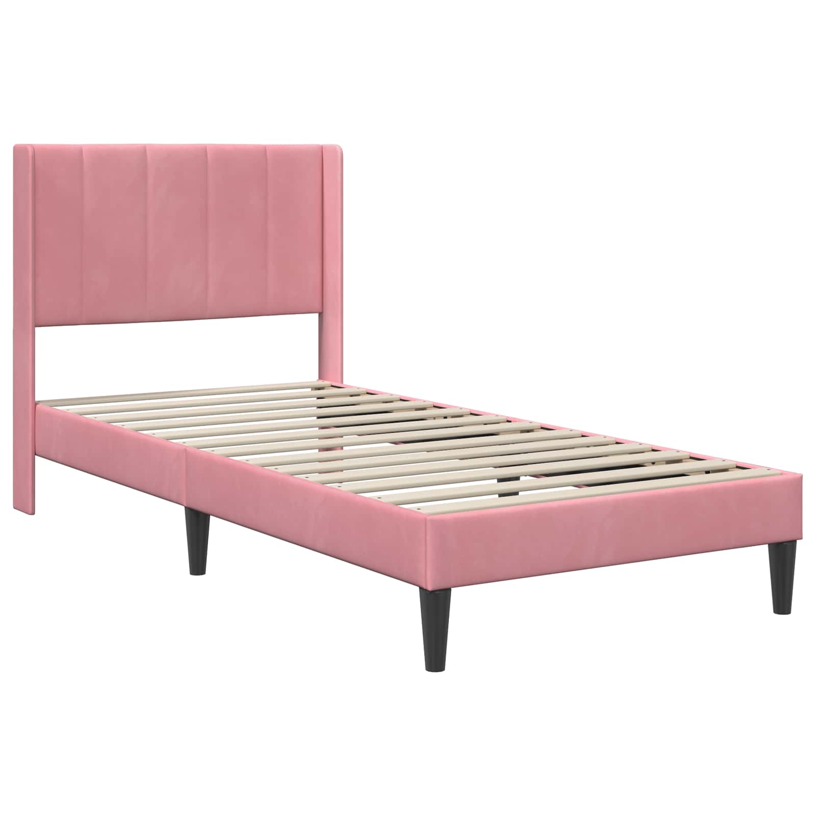 Bettgestell mit Matratze mit Kopfteil Hellgrau 80 x 200 cm Samt