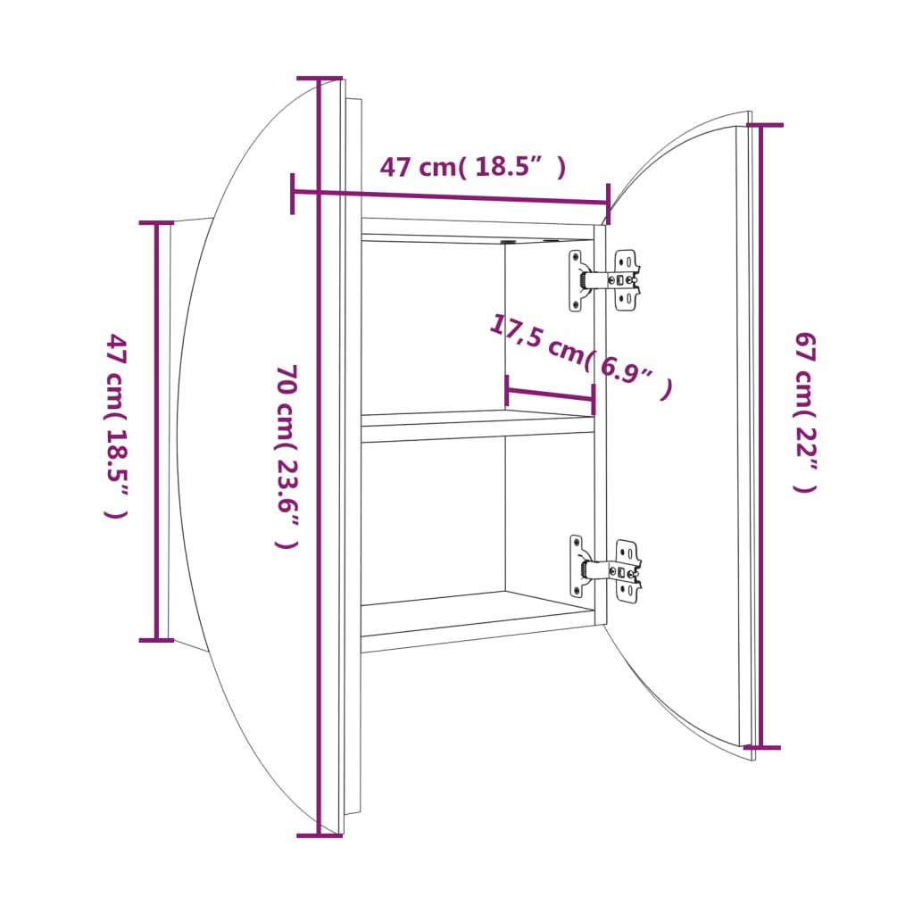 Badezimmerschrank mit Rundem Spiegel & LED Weiß 40x40x17,5 cm