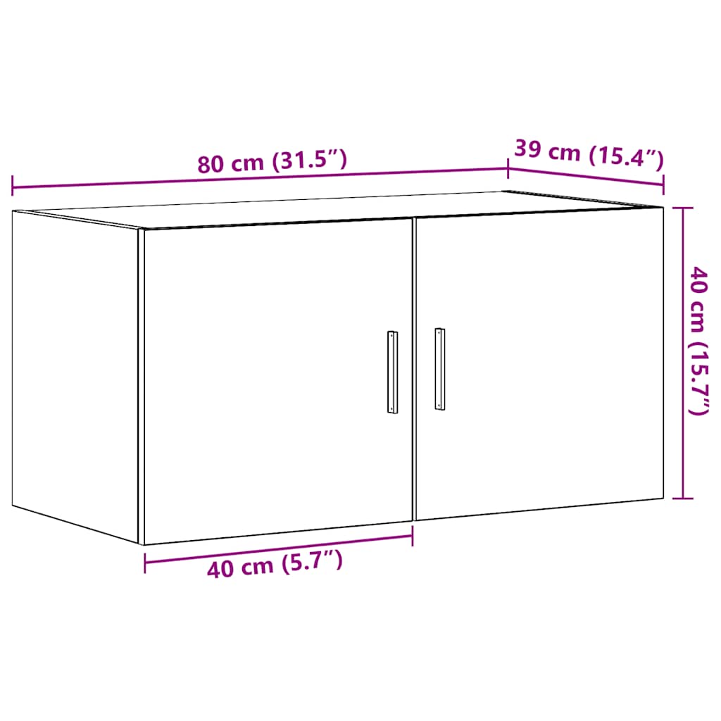 Wandschrank Weiß 80 x 39 x 40 cm Holzwerkstoff