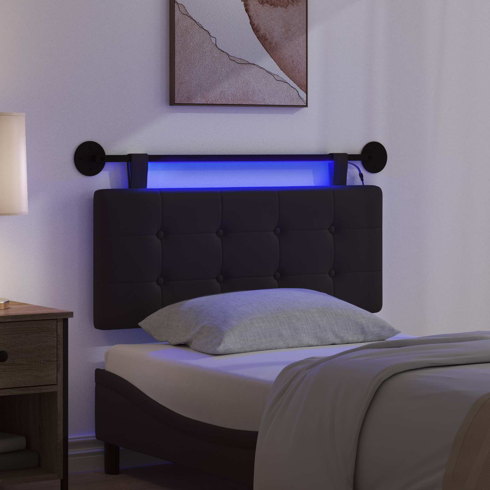 Hängendes Kopfteil Mit LED Licht Creme Kunstleder