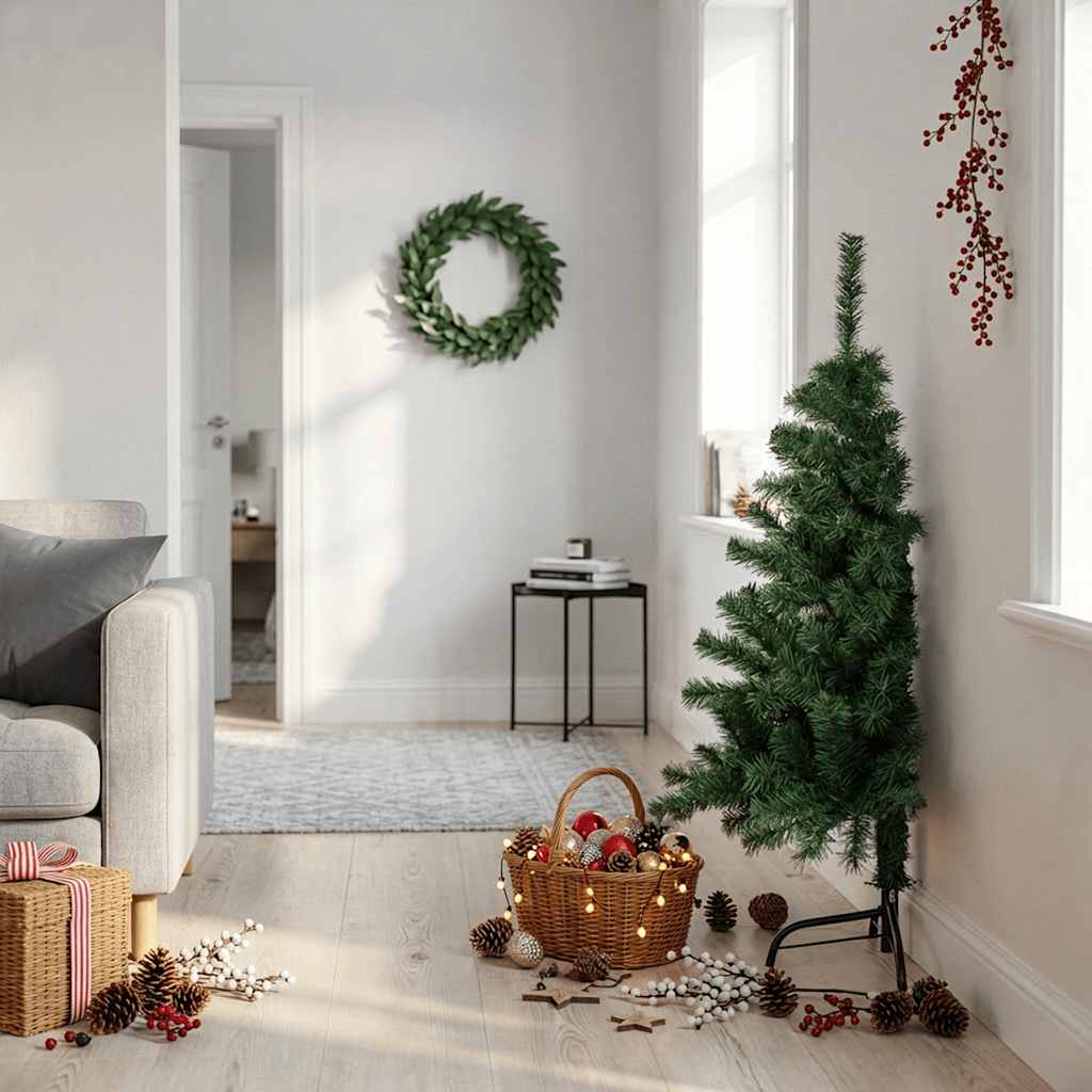 Künstlicher Halb-Weihnachtsbaum mit Ständer Grün 150 cm PVC