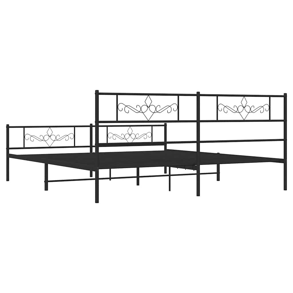 Bettgestell mit Kopfteil Metall Schwarz 100x190 cm