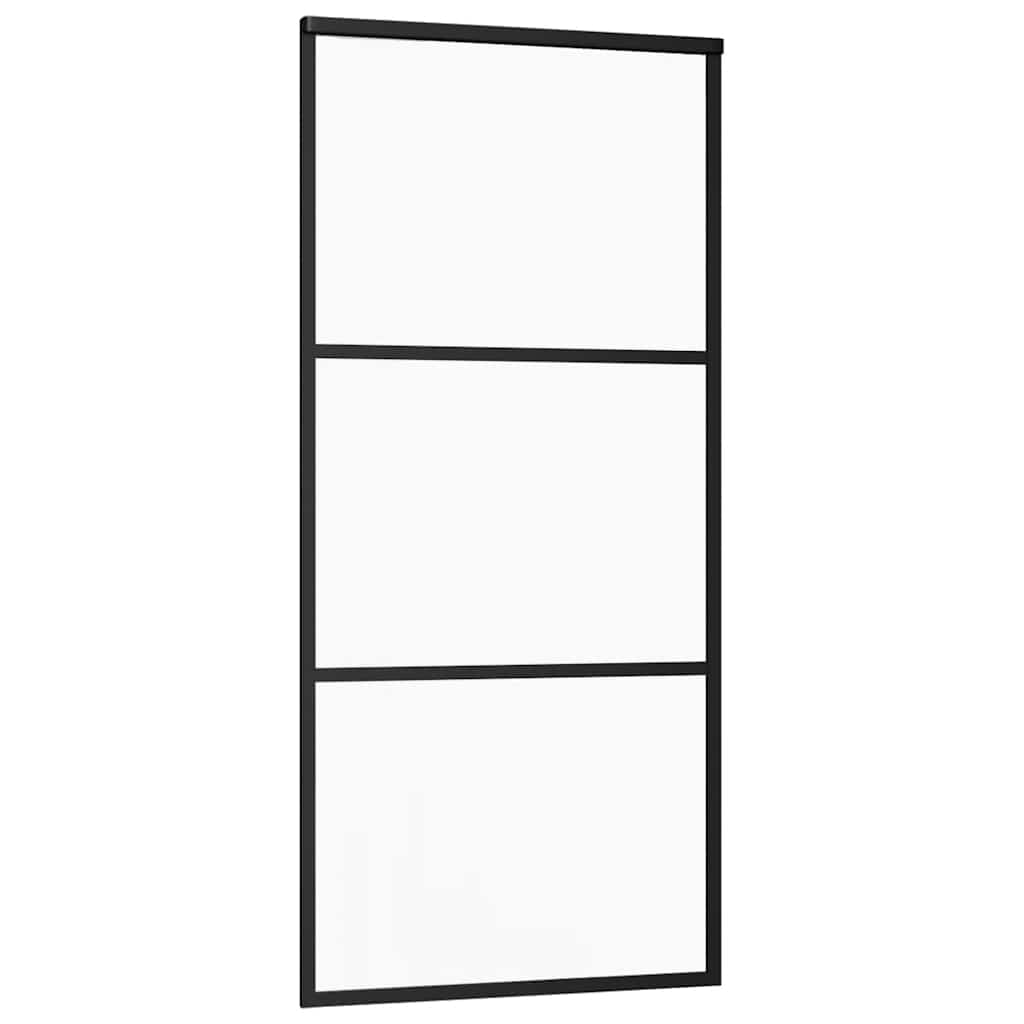 Schiebetür 3-teilig ESG-Glas und Aluminium 76x205 cm Schwarz