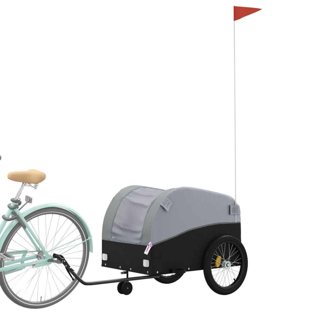 Fahrradanhänger Schwarz und Orange 30 kg Eisen