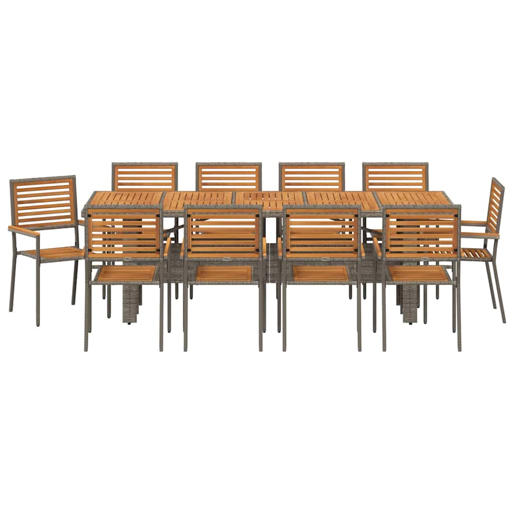 Garten Essgruppe 9 pcs Schwarz und Braun Poly-Rattan