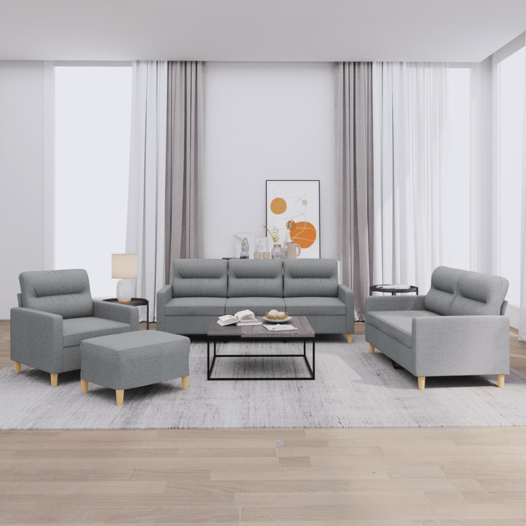 4-tlg. Sofagarnitur mit Kissen Taupe Stoff