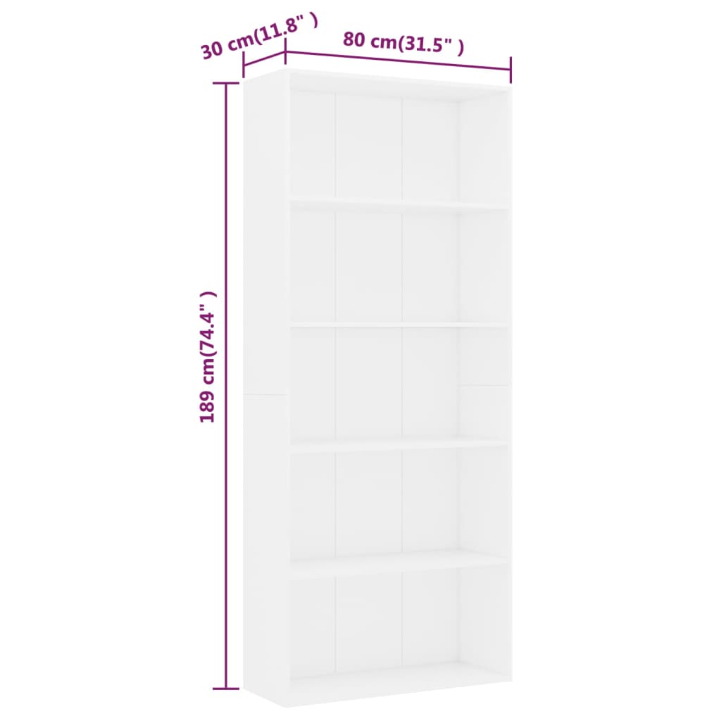Bücherregal Schwarz Eichen-Optik 80x30x189 cm Holzwerkstoff