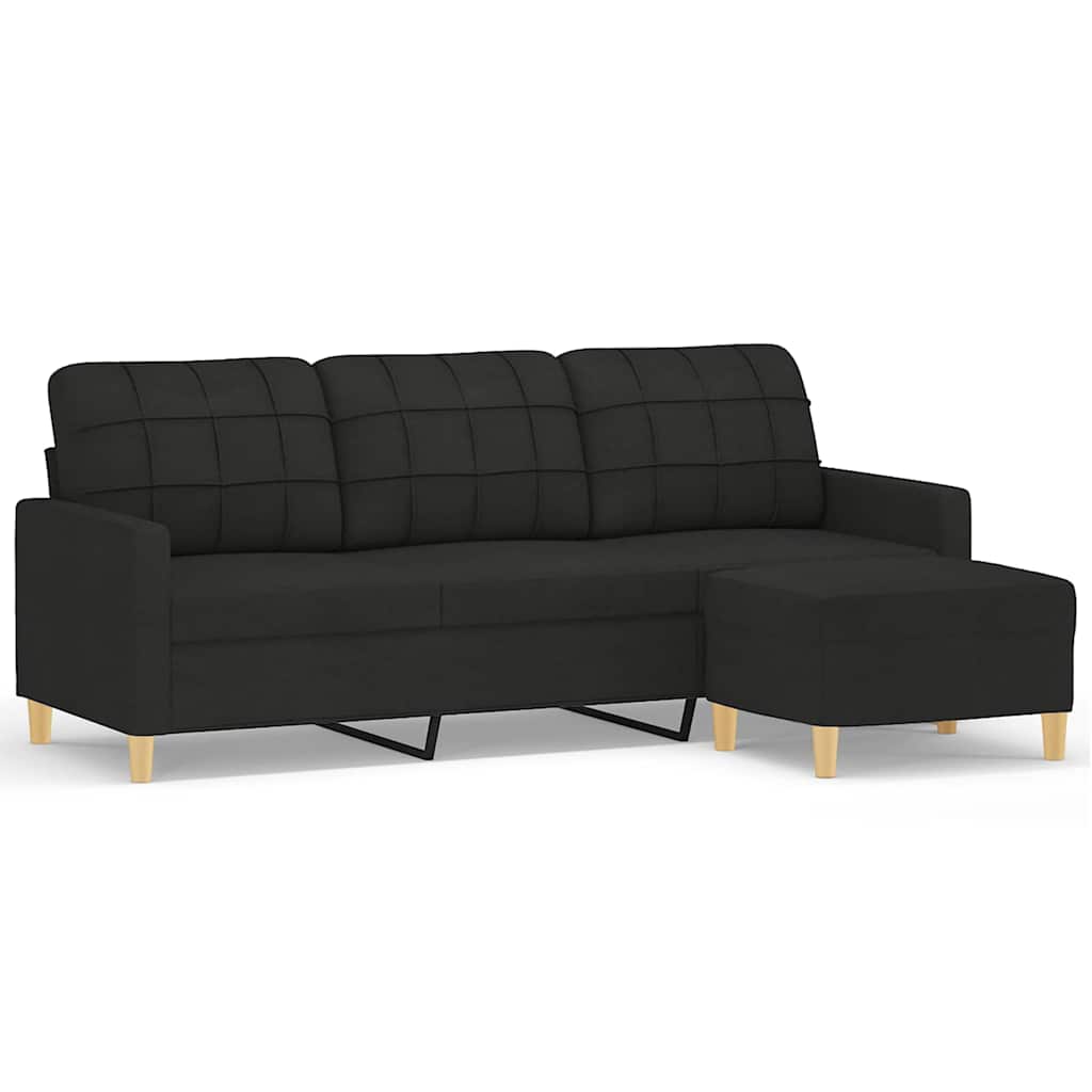 3-Sitzer-Sofa mit Hocker Taupe 180 cm Stoff