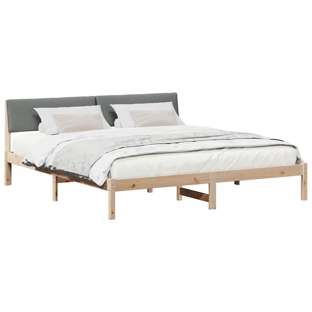 Bettgestell Braun und hellgrau 200 x 200 cm Massivholz Kiefer