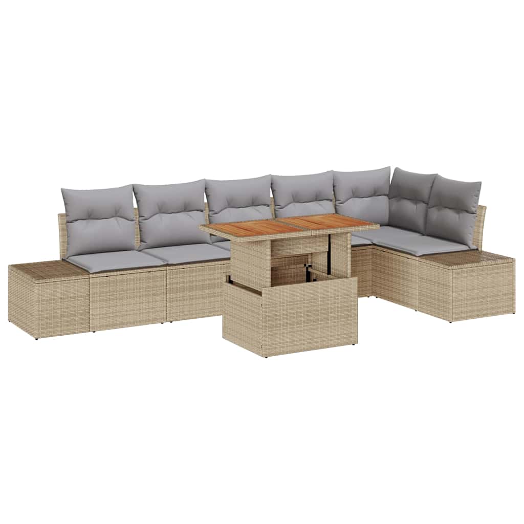 Garten Essgruppe mit Kissen 7 pcs Schwarz und Creme