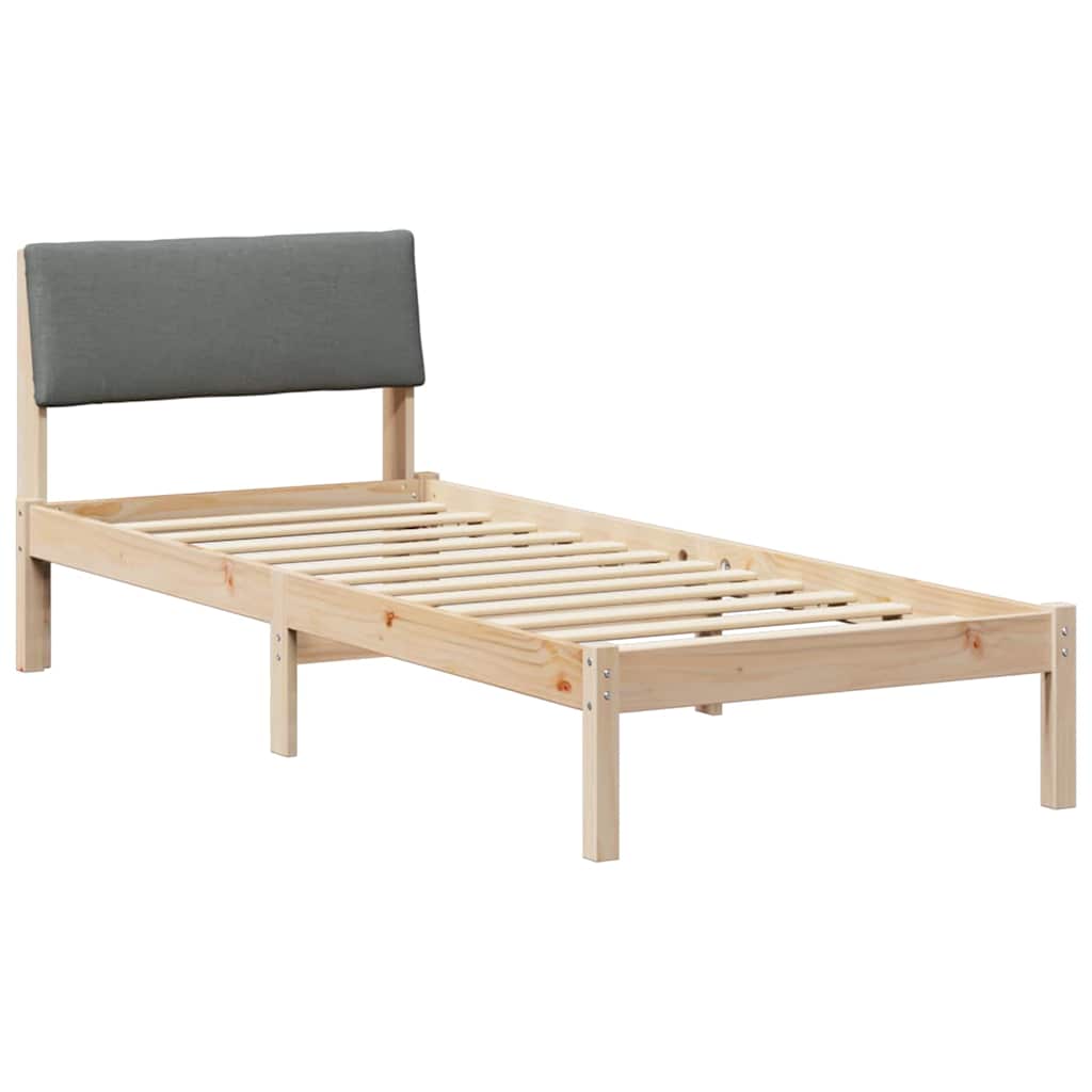 Bettgestell Braun und hellgrau 200 x 200 cm Massivholz Kiefer