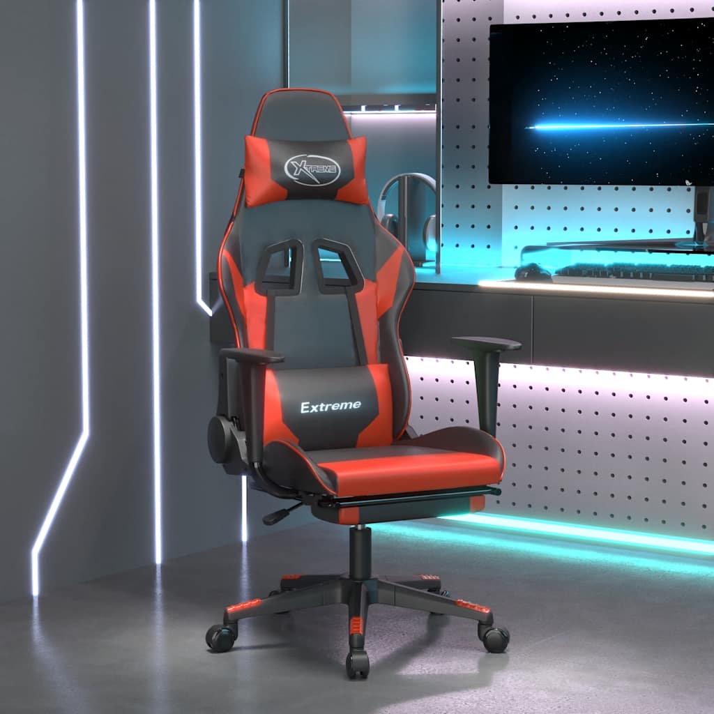 Gaming-Stuhl mit Massagefunktion Schwarz und Blau Kunstleder