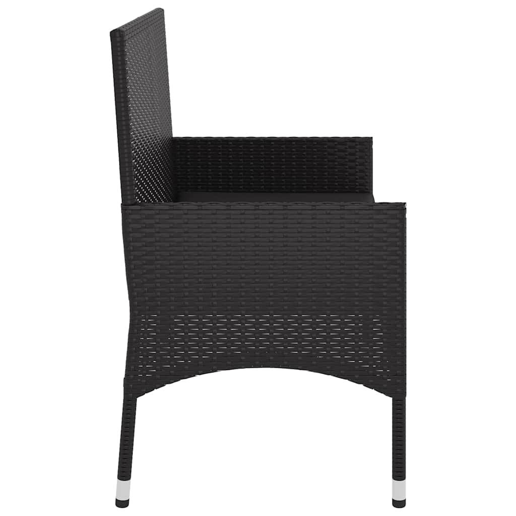 Gartenbank 2-Sitzer mit Kissen Braun Poly Rattan