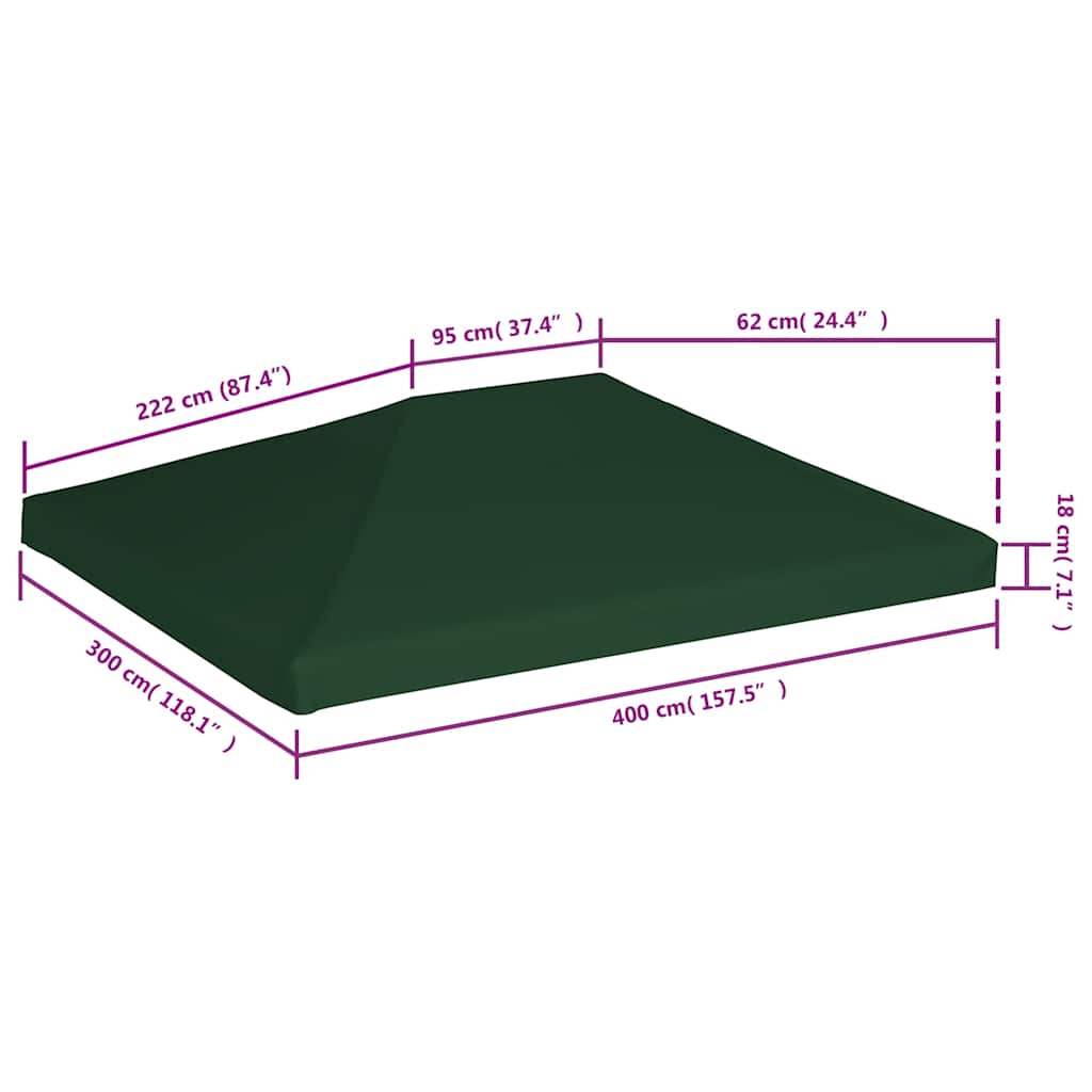 Pavillondach 310 g/m² 4x3 m Cremeweiß