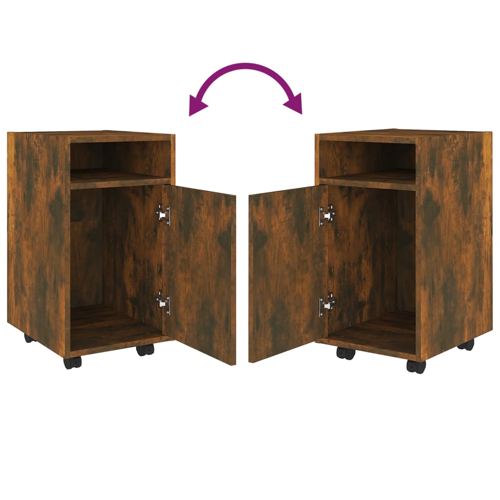 Beistellschrank mit Rollen Weiß 33x38x60 cm Holzwerkstoff