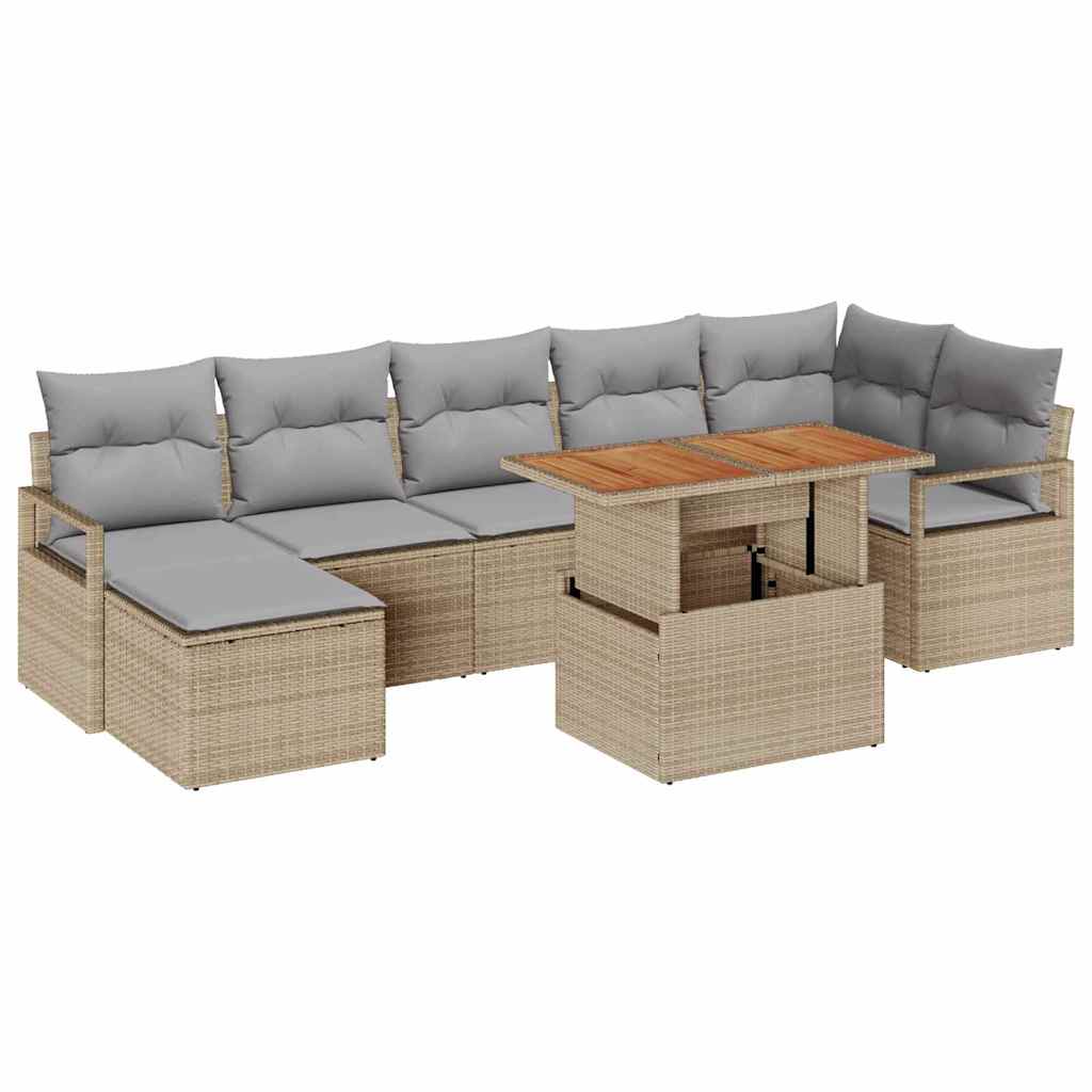 Garten Essgruppe mit Kissen 8 pcs Schwarz und Creme