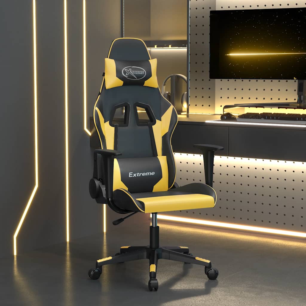 Gaming-Stuhl mit Massagefunktion Schwarz und Blau Kunstleder