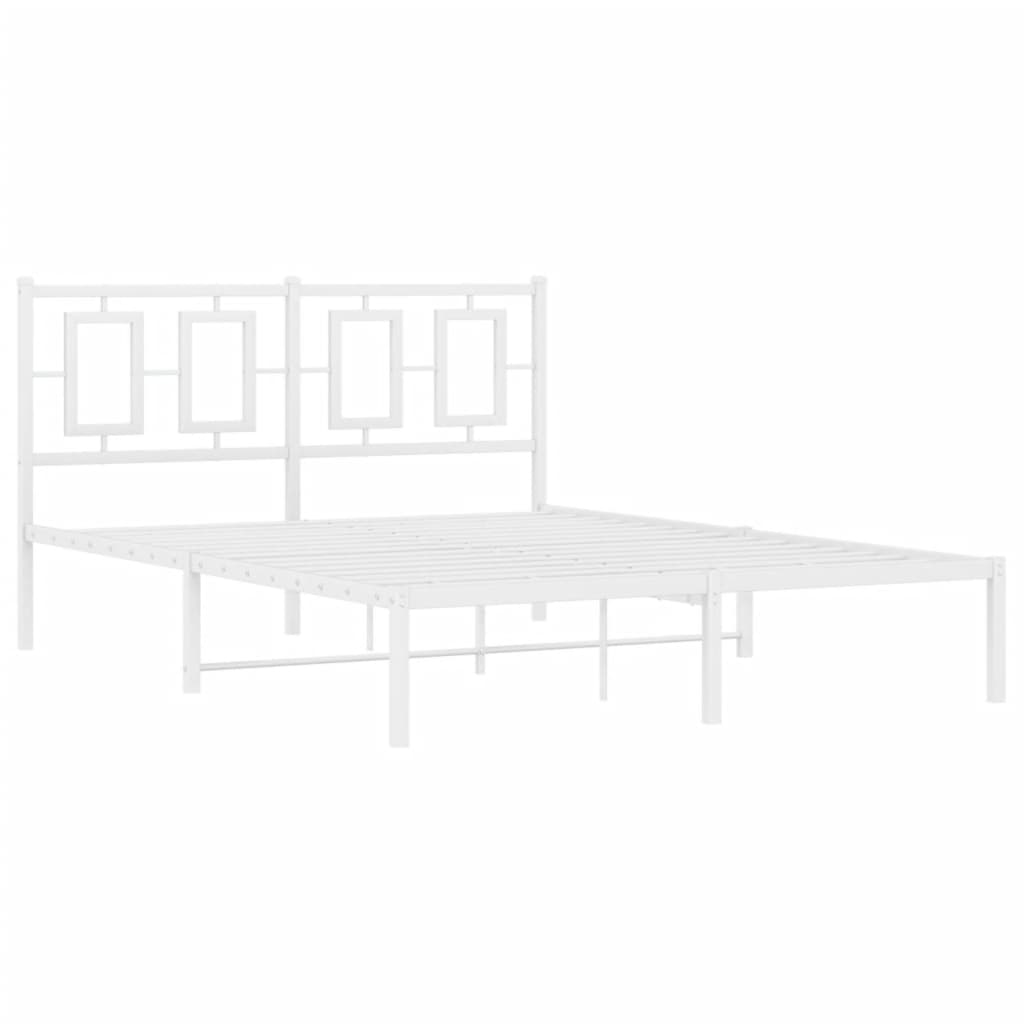 Bettgestell mit Kopf- und Fußteil Metall Weiß 180x200 cm