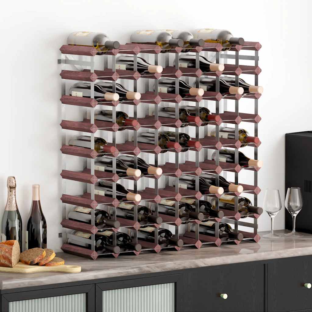 Weinregal für 42 Flaschen Braun Massivholz Kiefer