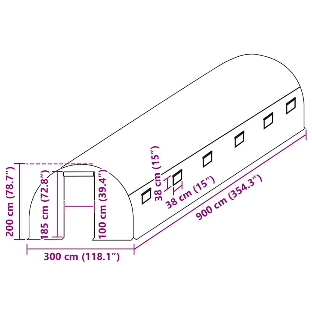 Ersatzabdeckung für Gewächshaus (4,5 m²) 300x150x200 cm Grün