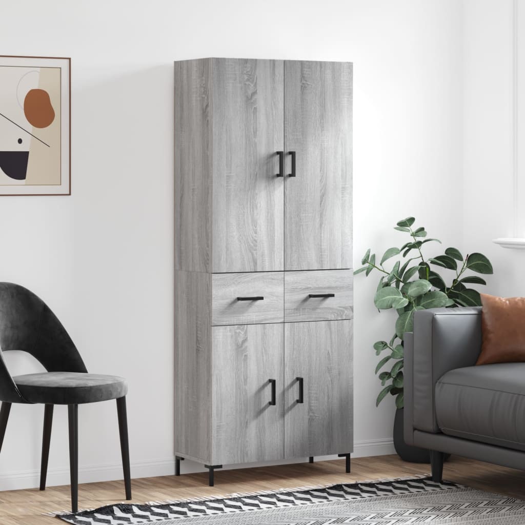 Highboard Betongrau 69,5x34x180 cm Holzwerkstoff