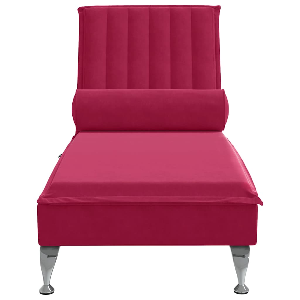 Massage-Chaiselongue mit Nackenrolle Hellgrau Samt
