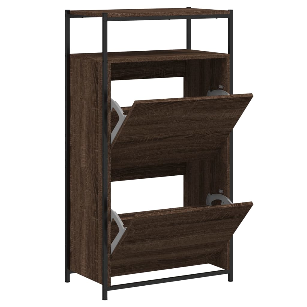 Schuhschrank mit 4 Klappen Sonoma-Eiche 100x34x112 cm