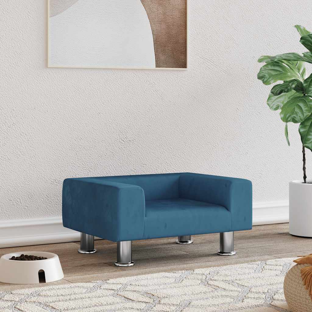 Hundebett Blau 70x45x26,5 cm Samt