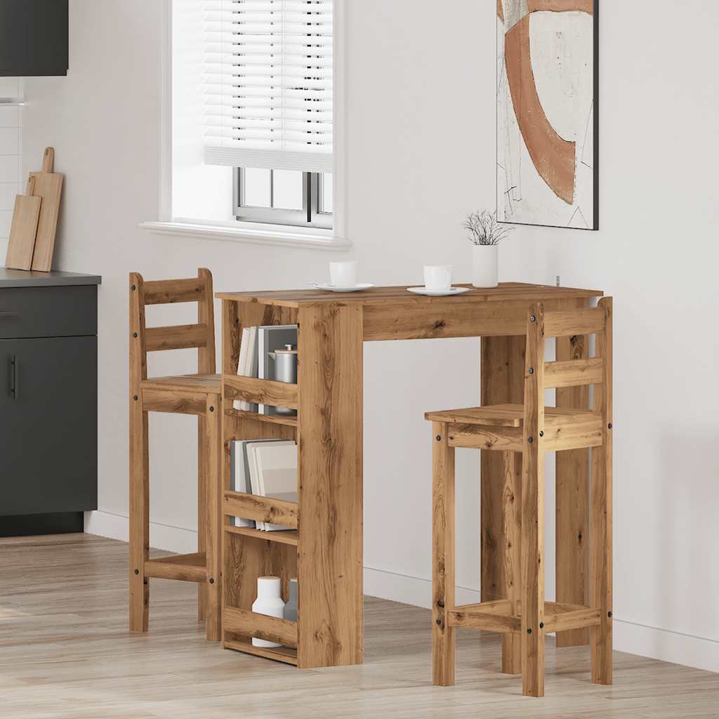 Bartisch mit Ablagefläche Weiß 102x50x103,5 cm Holzwerkstoff