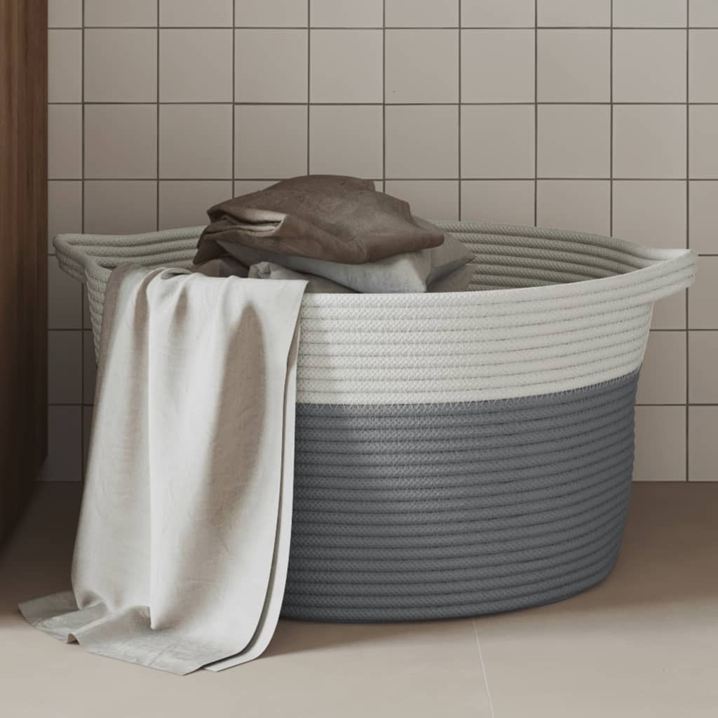 Aufbewahrungskörbe 2 Stk. Grau und Weiß Ø28x28 cm Baumwolle