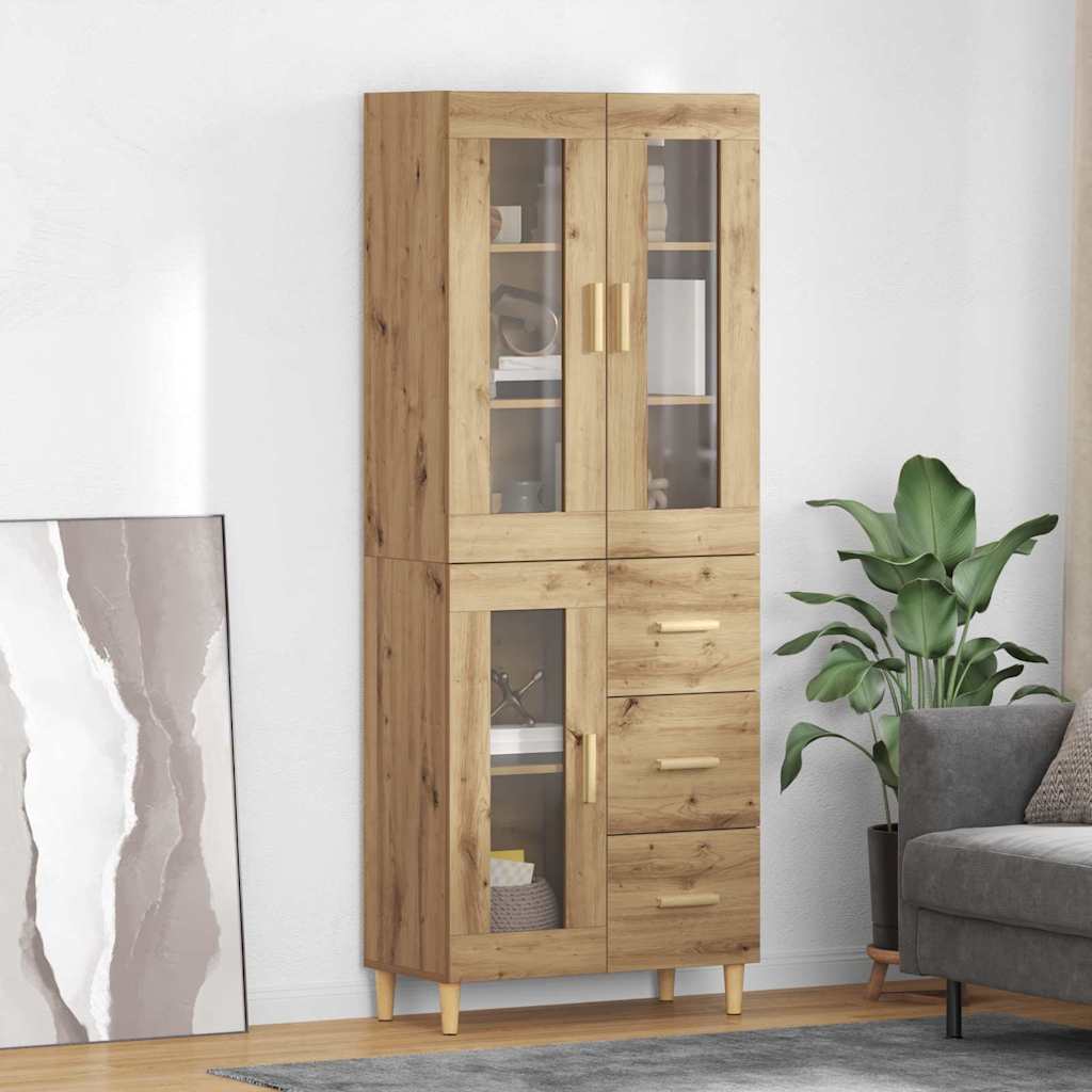 Highboard Altholz 69,5 x 34 x 180 cm Holzwerkstoff