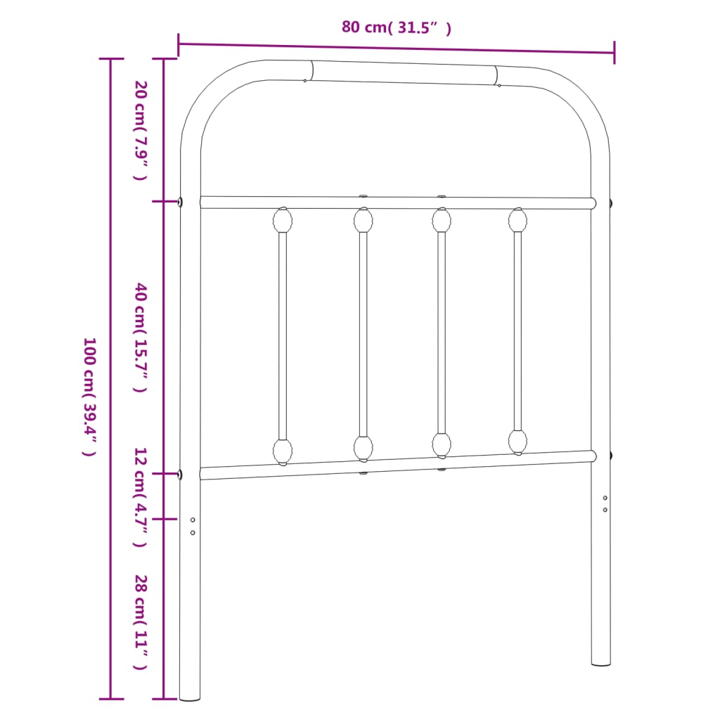Ersatz-Kopfteil Metall Schwarz 75 cm