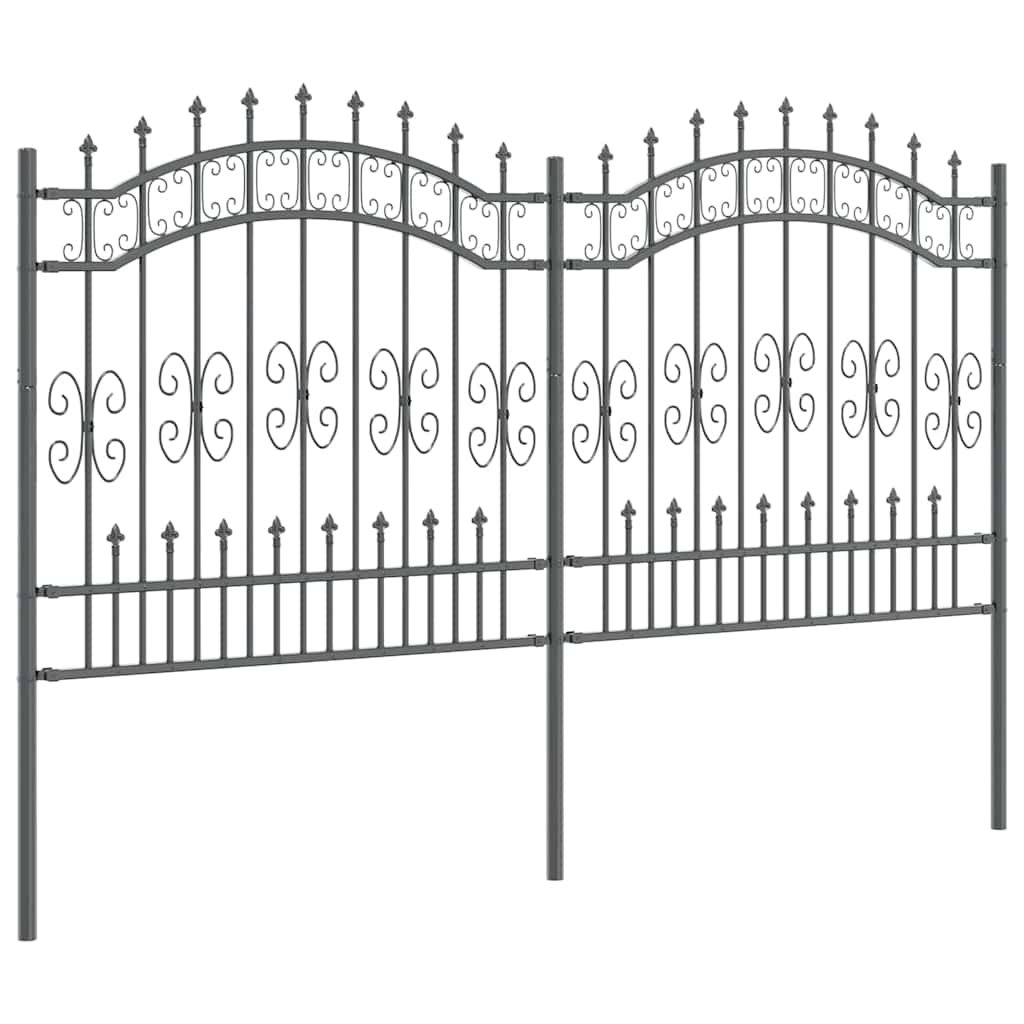 Gartenzaun KAMPEN mit Speerspitze Schwarz 240 x 75 cm Stahl
