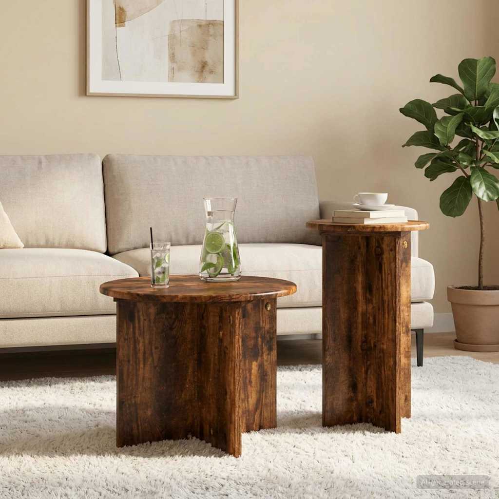 Beistelltisch-Set mit Speicher 2 pcs Weiß Holzwerkstoff